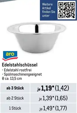 METRO aro Edelstahlschüssel Angebot