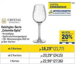 METRO CRYSTAL BOHEMIA Kelchglas-Serie „Columba Optic“ Angebot