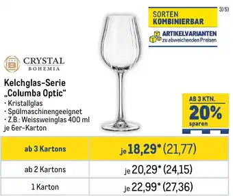 METRO CRYSTAL BOHEMIA Kelchglas-Serie „Columba Optic“ Angebot