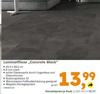 Globus Baumarkt Laminatfliese „,Concrete Black" Angebot