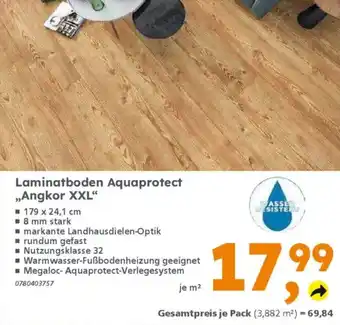 Globus Baumarkt Laminatboden Aquaprotect ,,Angkor XXL" Angebot