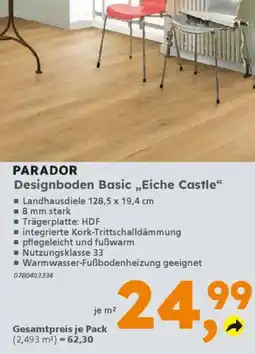 Globus Baumarkt PARADOR Designboden Basic,,Eiche Castle" Angebot