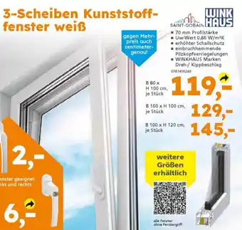 Globus Baumarkt 3-Scheiben Kunststofffenster weiß Angebot