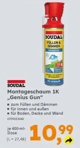 Globus Baumarkt SOUDAL Montageschaum 1K „Genius Gun❝ Angebot