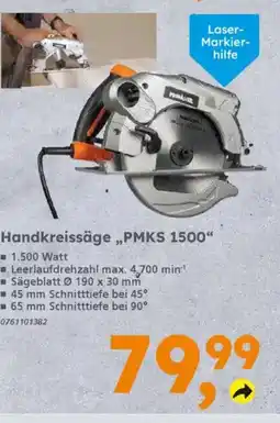 Globus Baumarkt PRIMASTER Handkreissäge,,PMKS 1500" Angebot