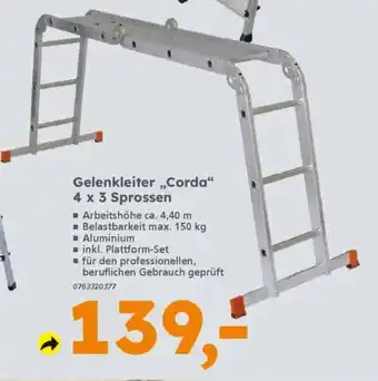 Globus Baumarkt KRAUSE Gelenkleiter,,Corda" 4 x 3 Sprossen Angebot