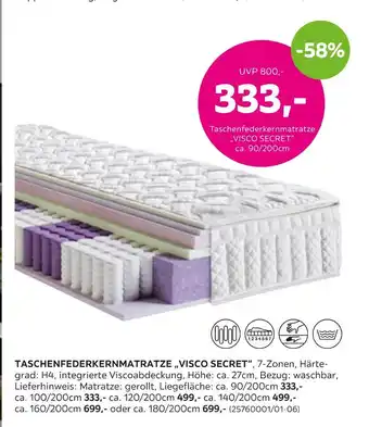 Mömax Taschenfederkernmatratze „visco secret“ Angebot