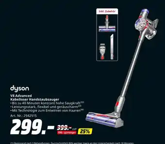 MediaMarkt Dyson v8 advanced kabelloser handstaubsauger Angebot