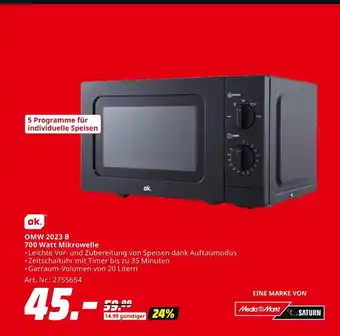 MediaMarkt Ok. omw 2023 b 700 watt mikrowelle Angebot