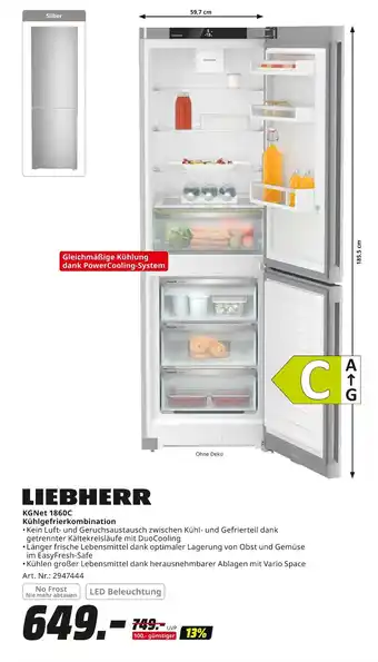 MediaMarkt Liebherr kgnet 1860c kühlgefrierkombination Angebot