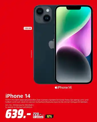 MediaMarkt Apple iphone 14 Angebot