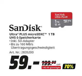 MediaMarkt Sandisk ultra plus microsdxc 1 tb uhs-i-speicherkarte Angebot