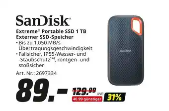 MediaMarkt Sandisk extreme portable ssd 1 tb externer ssd-speicher Angebot