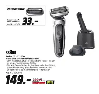 MediaMarkt Braun series 7 71-s7200cc nass- und trockenherrenrasierer Angebot