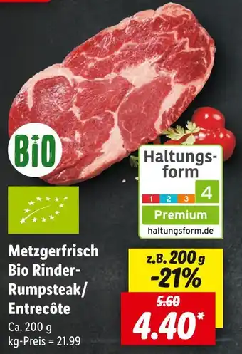 Lidl Metzgerfrisch bio rinder-rumpsteak/entrecôte Angebot