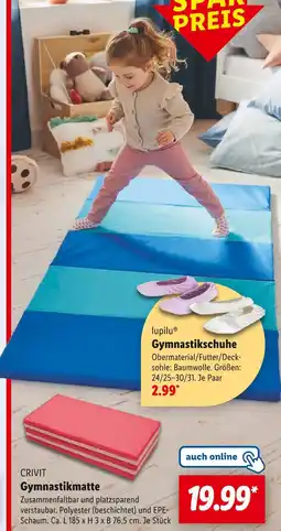 Lidl Lupilu oder crivit gymnastikschuhe oder gymnastikmatte Angebot