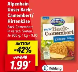 Lidl Alpenhain unser back-camembert oder hirtenkäse Angebot