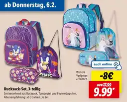 Lidl Sonic rucksack-set, 3-teilig Angebot