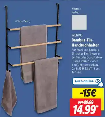 Lidl WENKO Bambus-Tür Handtuchhalter Angebot