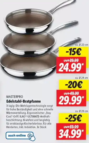 Lidl MASTERPRO Edelstahl-Bratpfanne Angebot