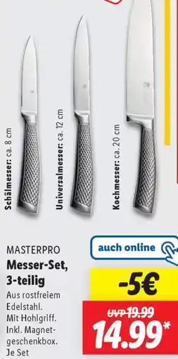 Lidl MASTERPRO Messer-Set, 3-teilig Angebot