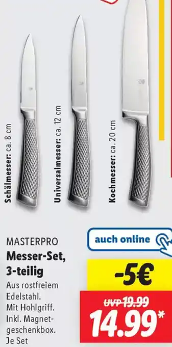 Lidl MASTERPRO Messer-Set, 3-teilig Angebot