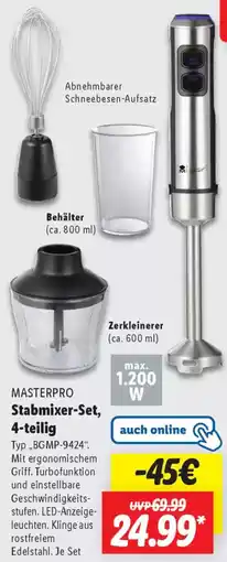 Lidl MASTERPRO Stabmixer-Set, 4-teilig Angebot