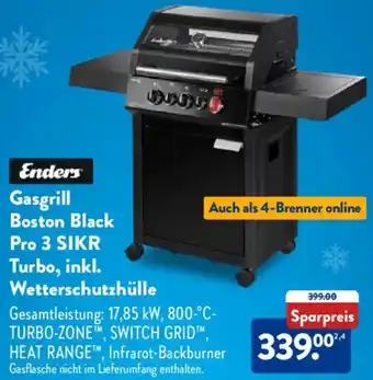 Aldi Nord Enders Gasgrill Boston Black Pro 3 SIKR Turbo, inkl. Wetterschutzhülle Angebot