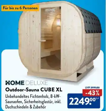 Aldi Nord HOME DELUXE Outdoor-Sauna CUBE XL Angebot