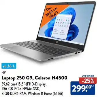 Aldi Nord HP Laptop 250 G9, Celeron N4500 Angebot