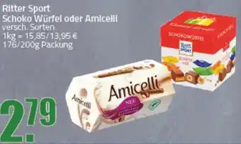 Ihr Frischmarkt Ritter Sport Schoko Würfel oder Amicelli Angebot