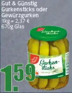 Ihr Frischmarkt Gut & Günstig Gurkensticks oder Gewürzgurken Angebot