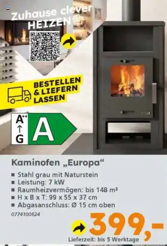 Globus Baumarkt Kaminofen „Europa" Angebot