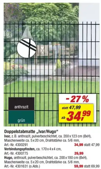 toom Baumarkt Doppelstabmatte,,Ivar/Hugo" Angebot