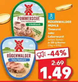 Kaufland RÜGENWALDER MÜHLE Teewurst oder Leberwurst Angebot