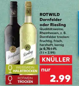 Kaufland ROTWILD Dornfelder oder Riesling Angebot