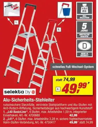 toom Baumarkt selekta Alu-Sicherheits-Stehleiter Angebot