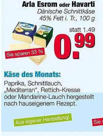 Edeka Scherer Arla Esrom oder Havarti Angebot