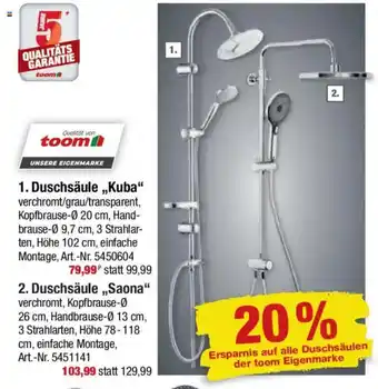 toom Baumarkt 2. Duschsäule,,Saona" Angebot