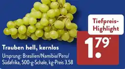 Aldi Süd Trauben hell, kernlos Angebot