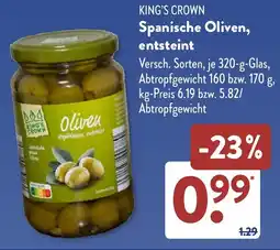 Aldi Süd KING'S CROWN Spanische Oliven, entsteint Angebot