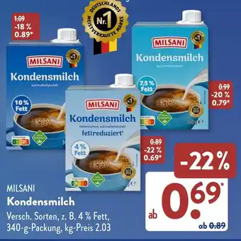 Aldi Süd MILSANI Kondensmilch Angebot