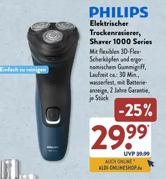 Aldi Süd PHILIPS Elektrischer Trockenrasierer, Shaver 1000 Series Angebot