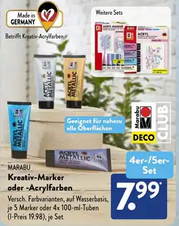 Aldi Süd MARABU Kreativ-Marker oder -Acrylfarben Angebot