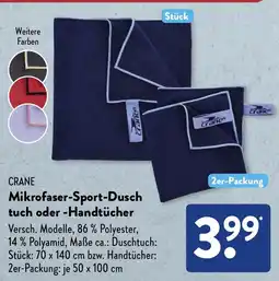 Aldi Süd CRANE Mikrofaser-Sport-Dusch tuch oder -Handtücher Angebot