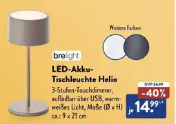 Aldi Süd brelight LED-Akku- Tischleuchte Helio Angebot