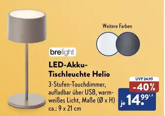 Aldi Süd brelight LED-Akku- Tischleuchte Helio Angebot