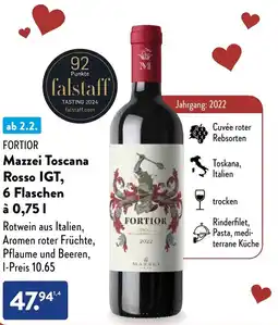 Aldi Süd FORTIOR Mazzei Toscana Rosso IGT, 6 Flaschen Angebot