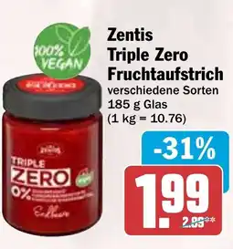 Hit Zentis Triple Zero Fruchtaufstrich Angebot