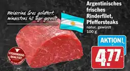 Hit Argentinisches frisches Rinderfilet, Pfeffersteaks Angebot